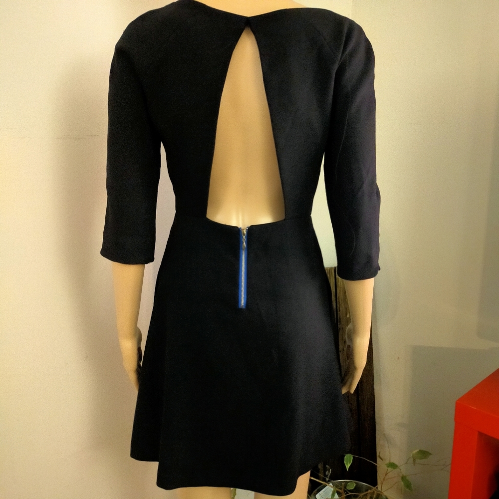 Zara Trf Collection Black Fit and Flare Mini Dress Back Cut Out - Picture 5 of 13